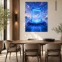 Futuristisches Checkpoint Wandbild oder Acrylbild mit leuchtender Portaloptik