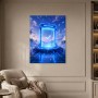 Futuristisches Checkpoint Wandbild oder Acrylbild mit leuchtender Portaloptik