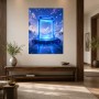 Futuristisches Checkpoint Wandbild oder Acrylbild mit leuchtender Portaloptik