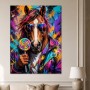 Bunter Pferdekopf mit Sonnenbrille, Pop Art Wandbild oder Poster