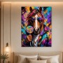 Bunter Pferdekopf mit Sonnenbrille, Pop Art Wandbild oder Poster