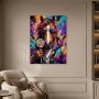 Bunter Pferdekopf mit Sonnenbrille, Pop Art Wandbild oder Poster