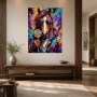 Bunter Pferdekopf mit Sonnenbrille, Pop Art Wandbild oder Poster
