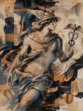 Hermes als Fine Art Print oder Acrylbild in kraftvoller Szene