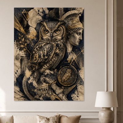 Eulen Kunstwerk oder Fine Art Print in edler Antikoptik