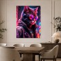 Neon-Katze im Cyberpunk-Stil, Wandbild oder Kunstdruck