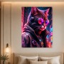 Neon-Katze im Cyberpunk-Stil, Wandbild oder Kunstdruck