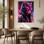 Neon-Katze im Cyberpunk-Stil, Wandbild oder Kunstdruck