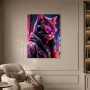 Neon-Katze im Cyberpunk-Stil, Wandbild oder Kunstdruck
