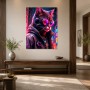 Neon-Katze im Cyberpunk-Stil, Wandbild oder Kunstdruck