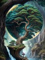 Magischer Weltenbaum als Fantasy Kunstdruck und Modernes Wandbild