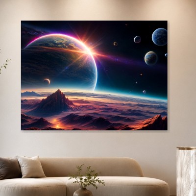 Kosmische Landschaft mit Planeten, Wandbild oder Fine Art Print