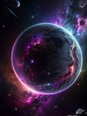 Kosmische Planetenszene als Acrylbild oder Kunstdruck