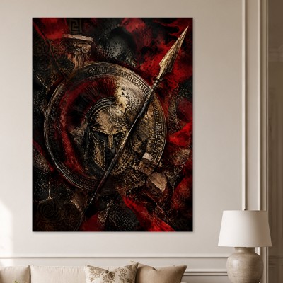 Spartanischer Helm und Speer als Acrylbild oder Poster
