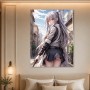 Anime-Porträt mit Stadtblick als Poster oder Leinwand