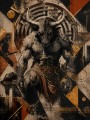 Starker Stier im goldenen Kontrast, Modernes Wandbild oder Acrylbild
