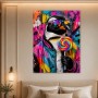 Bunter Pinguin mit Lollipop, Pop Art Wandbild oder Poster