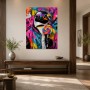 Bunter Pinguin mit Lollipop, Pop Art Wandbild oder Poster