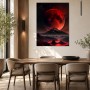 Roter Mond über dunkler Berglandschaft, Kunstwerk oder Fine Art Print