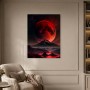 Roter Mond über dunkler Berglandschaft, Kunstwerk oder Fine Art Print
