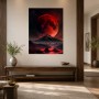 Roter Mond über dunkler Berglandschaft, Kunstwerk oder Fine Art Print