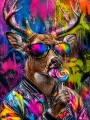 Buntes Hirschmotiv als Modernes Wandbild oder Poster