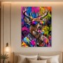 Buntes Hirschmotiv als Modernes Wandbild oder Poster