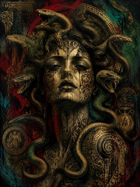 Medusas Antlitz als Kunstwerk oder Designer Wandbild