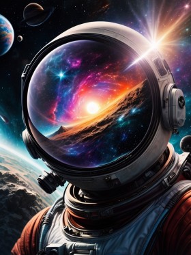 Kosmischer Astronaut als Acrylbild oder Leinwandbild