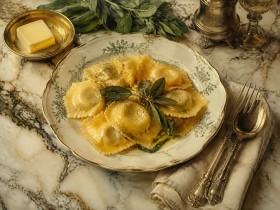 Ravioli auf Marmor, Kunstdruck oder Leinwand für stilvolle Küchenräume