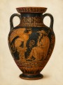 Antike Vase mit mythologischer Szene, Kunstdruck oder Wandbild