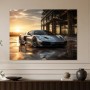 Silberner Supersportwagen als Gallery Print oder Leinwand
