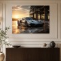 Silberner Supersportwagen als Gallery Print oder Leinwand