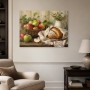 Stillleben mit Äpfeln und Brot als Kunstdruck oder Leinwandbild