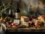 Stillleben mit Wein und Käse als Kunstdruck oder Fine Art Print