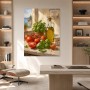 Mediterrane Küche mit Tomaten, Basilikum, Leinwand oder Poster