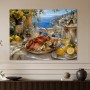 Mediterrane Tafel mit Meerblick als Fine Art Print oder Leinwand