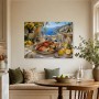Mediterrane Tafel mit Meerblick als Fine Art Print oder Leinwand