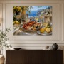 Mediterrane Tafel mit Meerblick als Fine Art Print oder Leinwand