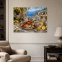 Mediterrane Tafel mit Meerblick als Fine Art Print oder Leinwand