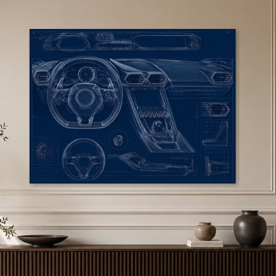 Technische Innenraumzeichnung als Modernes Wandbild oder Fine Art Print