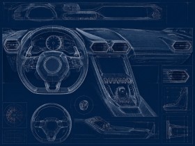Technische Innenraumzeichnung als Modernes Wandbild oder Fine Art Print