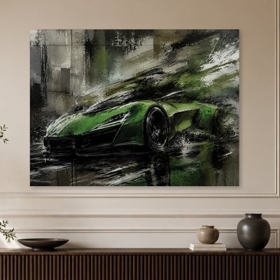 Grüner Supersportwagen als Wandbild oder Canvas Print
