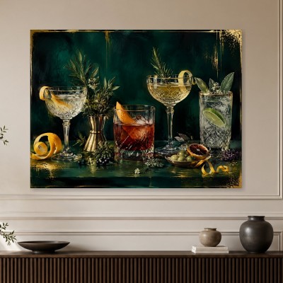 Elegante Cocktailszene als Leinwand oder Fine Art Print