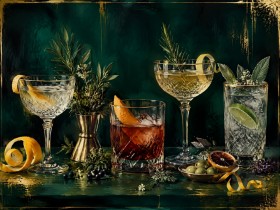 Elegante Cocktailszene als Leinwand oder Fine Art Print