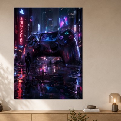 Neon City Gamer Motiv als Wandbild oder Acrylbild