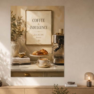 Coffee & Indulgence Leinwand oder Poster für stilvolle Küchenecken