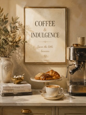 Coffee & Indulgence Leinwand oder Poster für stilvolle Küchenecken
