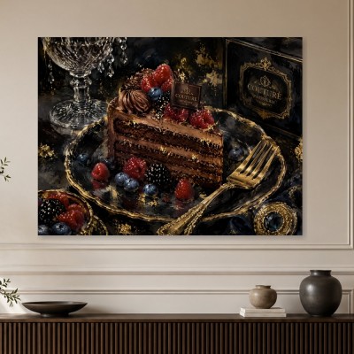 Luxuriöses Dessertstillleben als Kunstwerk oder Wandbild