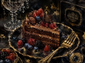 Luxuriöses Dessertstillleben als Kunstwerk oder Wandbild